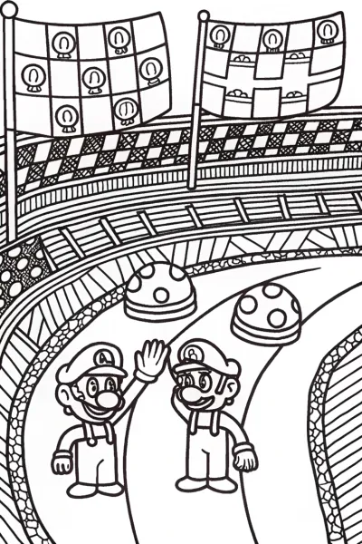 Mario and Luigi Racing Adventure Coloring Page