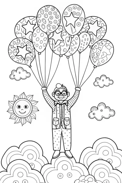 Blippi’s Amazing Balloon Adventure Coloring Page