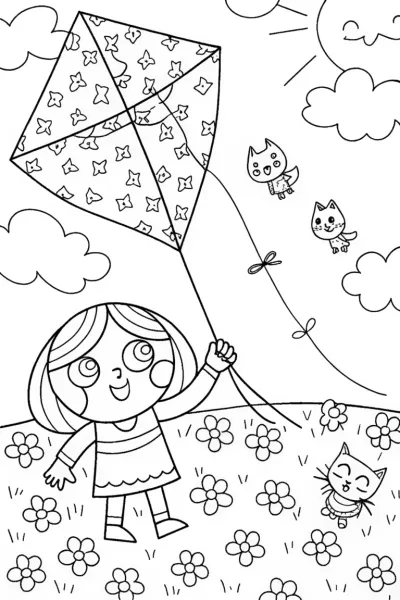 Gabby’s Kite-Flying Adventure Coloring Page
