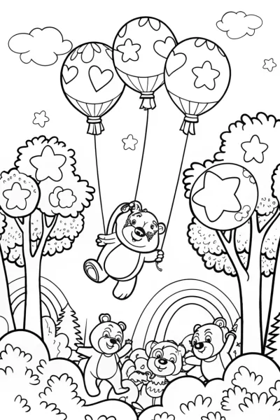 Care Bears Dreamy Balloon Adventure Coloring Page