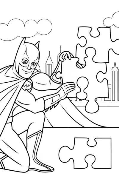 Batman and the Puzzle of Possibilities Coloring Page