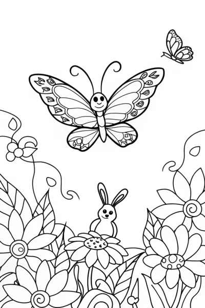 Butterfly Garden Sanctuary Coloring Page