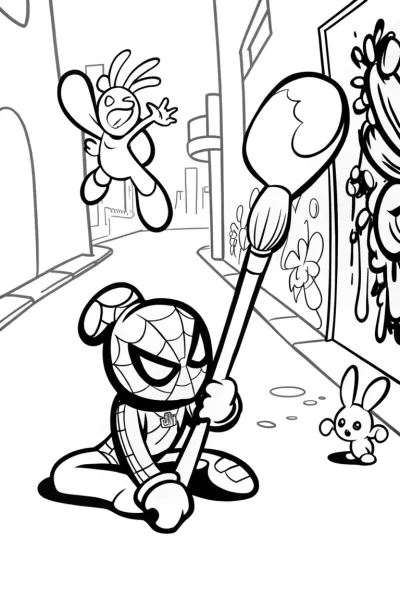 Miles Morales Magical Paintbrush Coloring Page