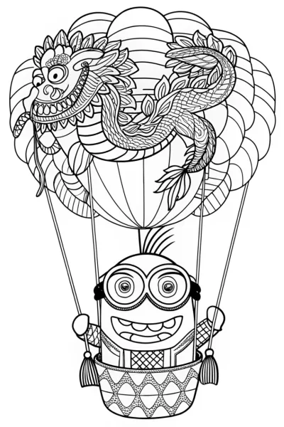 Minion floating with dragon balloon