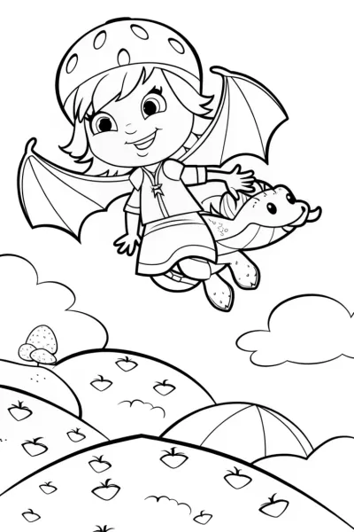Strawberry Shortcake and her flying dragon