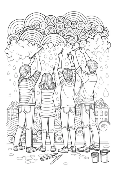 Rainbow High Street Art Coloring Page