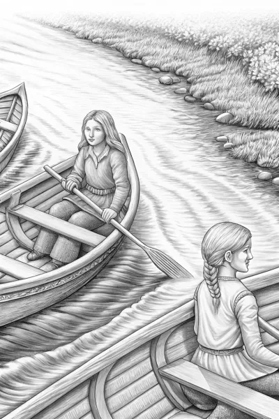 Neria guiding tiny boats