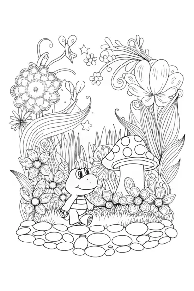 Yoshi in a magical garden