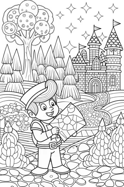 Luigi’s Treasure Map Adventure Coloring Page