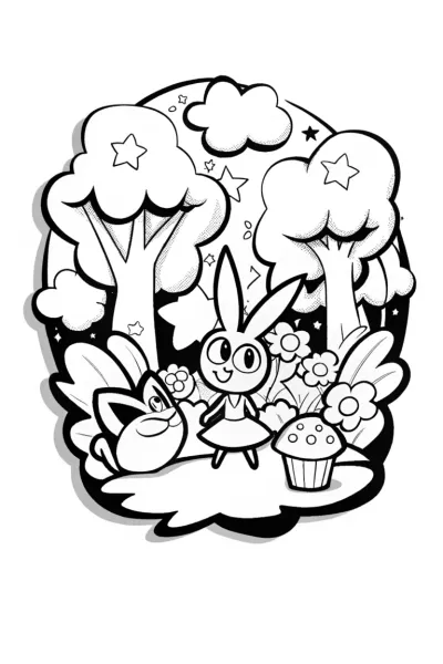 Cupcake Chic’s Magical Forest Adventure Coloring Page