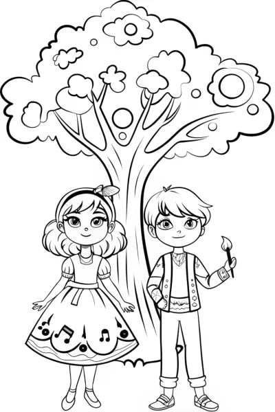 Guardians of the Harmony Tree Coloring Page