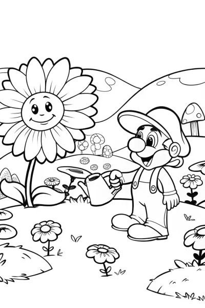 Bowser’s Magical Garden Adventure Coloring Page