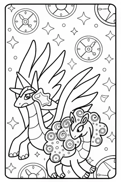 Dialga and Palkia Coloring Page