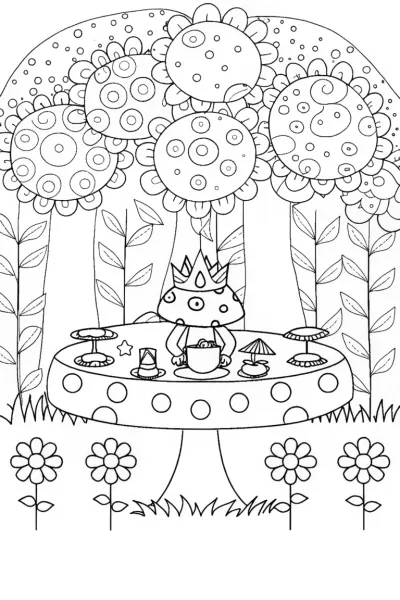 Bowser’s Enchanted Forest Tea Party Coloring Page