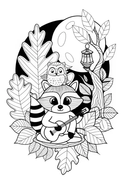 Moonlit Harvest Celebration Coloring Page