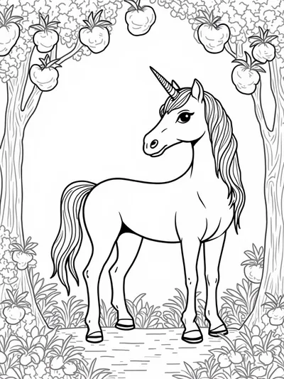 Unicorn in the enchanted orchard