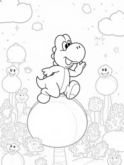 Yoshi bouncing on a bubble