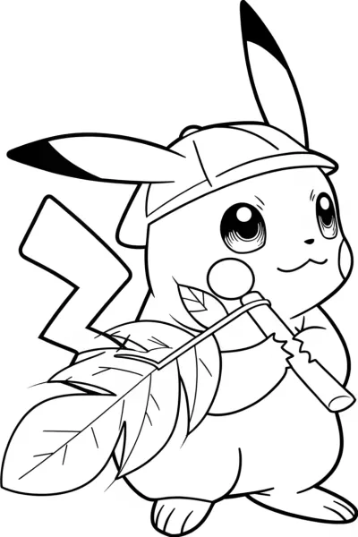 Pikachu playing a leaf flute