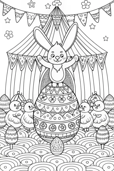 Easter Egg Circus Extravaganza Coloring Page