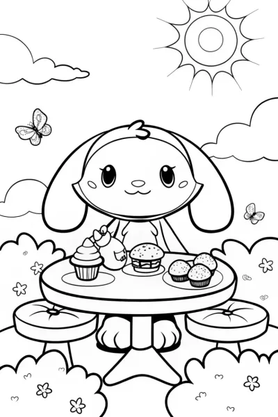 Cinnamoroll’s Cloud Garden Party Coloring Page