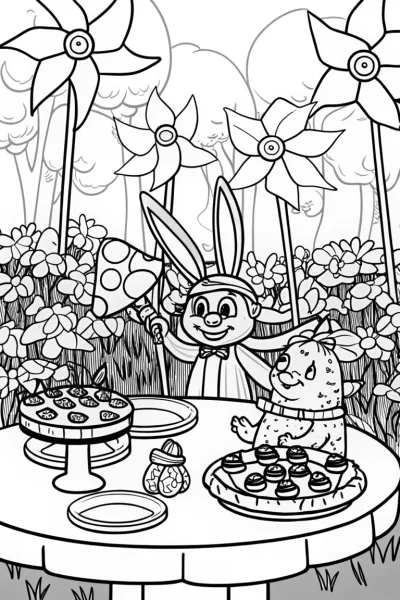 Banban’s Enchanted Garden Party Coloring Page