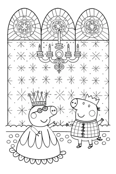 Peppa Pig’s Enchanted Castle Adventure Coloring Page