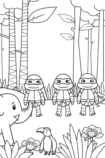 Teenage Mutant Ninja Turtles in the jungle