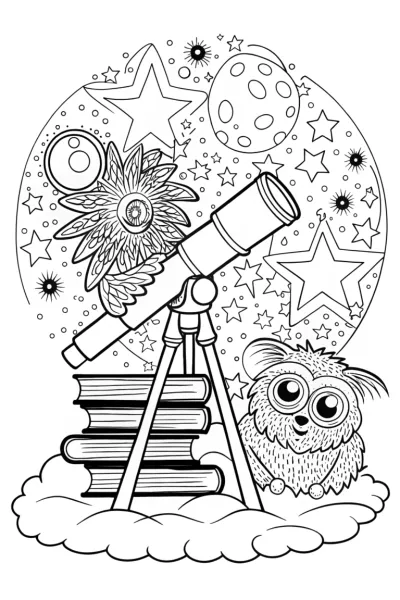 Huggy Wuggy’s Starry Spectacle Coloring Page