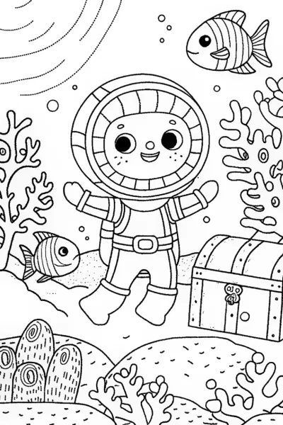 Huggy Wuggy’s Underwater Adventure Coloring Page