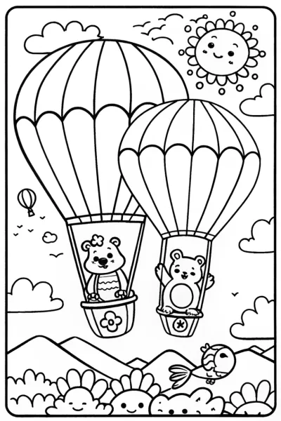 Care Bears’ Dreamy Balloon Adventure Coloring Page