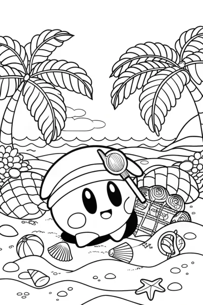 Kirby treasure hunting on the beach
