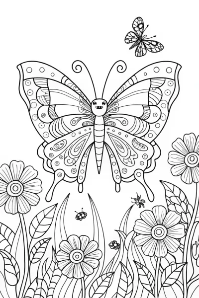 Butterfly Garden Adventure Coloring Page
