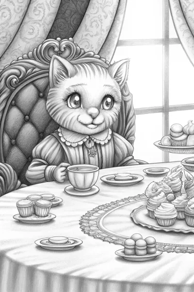 Whiskers the Cat tea party