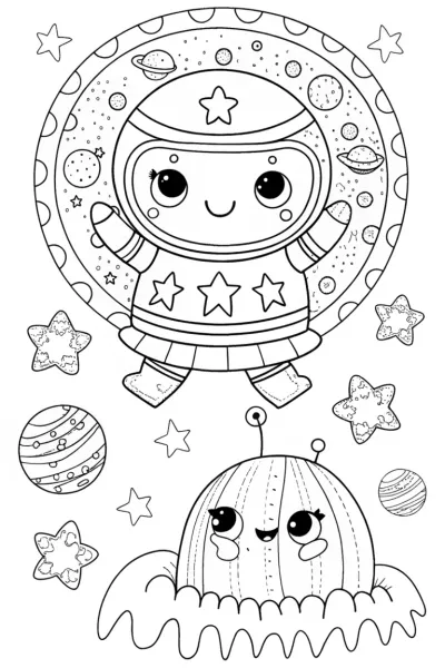 Squishmallow’s Galactic Journey Coloring Page