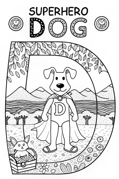 Superhero Dog’s Treasure Hunt Coloring Page