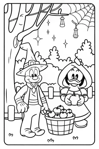Goofy and Daisy Duck Harvest Festival Coloring Page