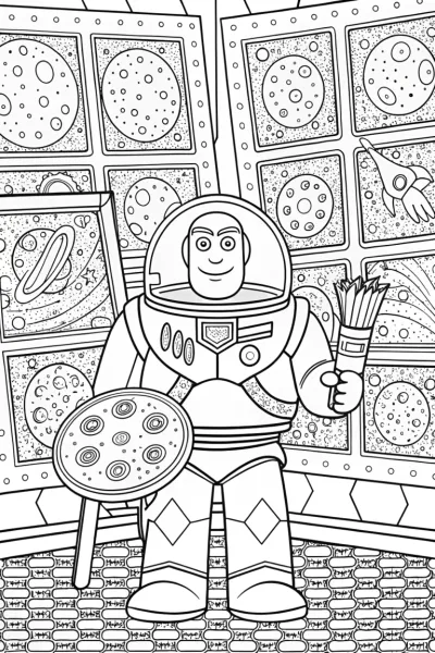 Buzz Lightyear’s Cosmic Art Studio Coloring Page