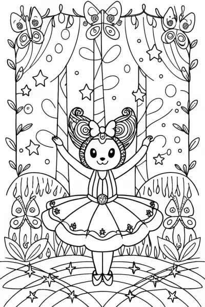 Kuromi’s Enchanted Butterfly Ball Coloring Page