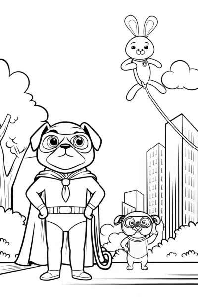 The Superhero Pet Rescue Team Coloring Page