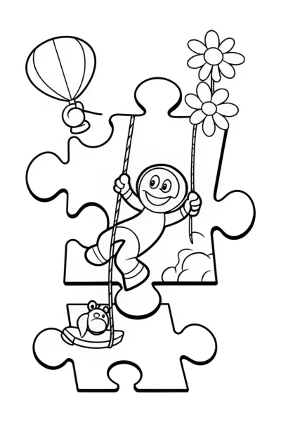 Huggy Wuggy’s Puzzle Playground Coloring Page