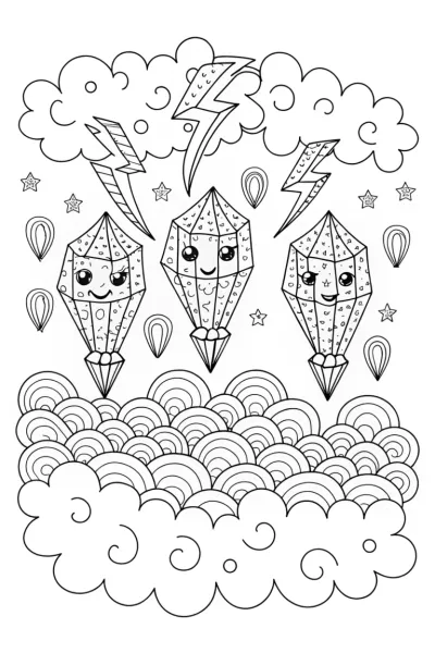 Lightning Bolt Race Through Fantasy Islands Coloring Page