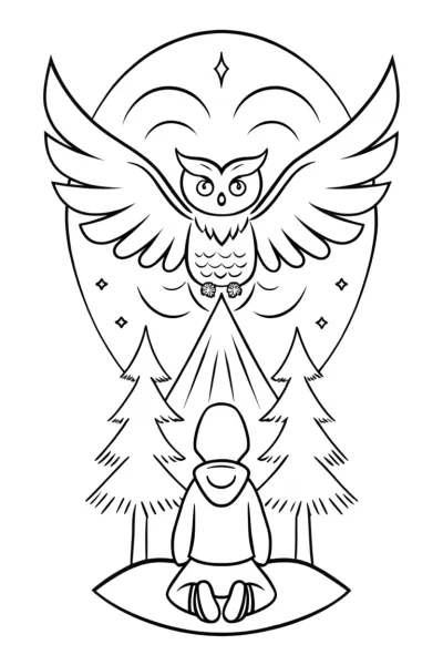Demon Slayer and Wise Owl Spirit Coloring Page