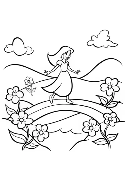Jasmine Dancing on the Blossom Bridge Coloring Page