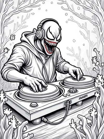 Venom as a DJ in the forest