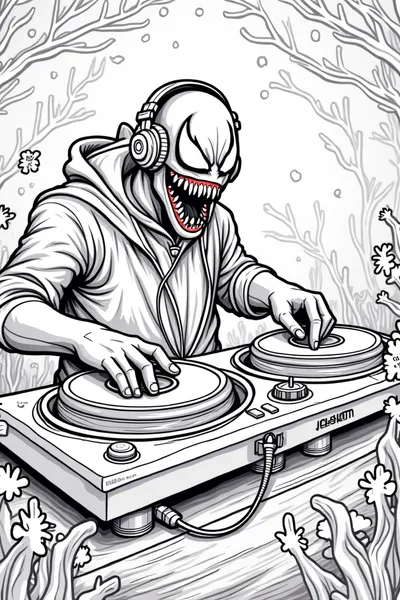 Venom as a DJ in the forest