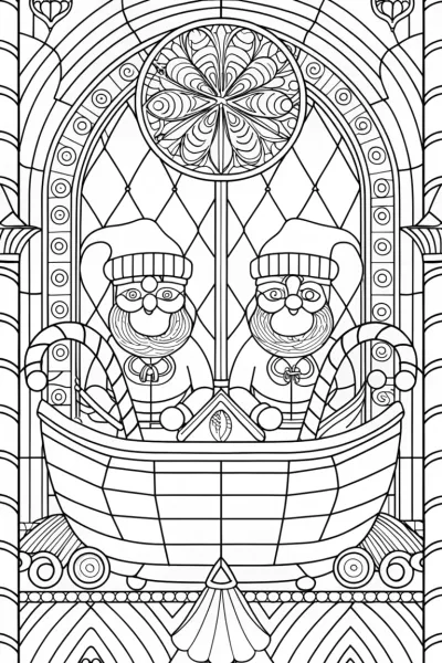 Gnomes on a candy cane sleigh