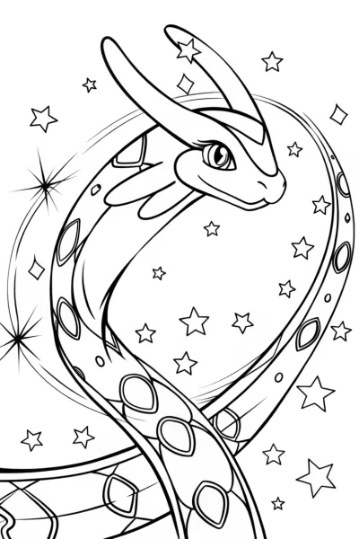 Rayquaza’s Celestial Dance Coloring Page