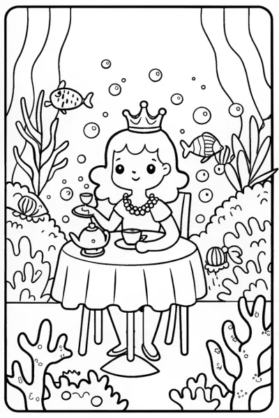 Gabby’s Underwater Tea Party Coloring Page