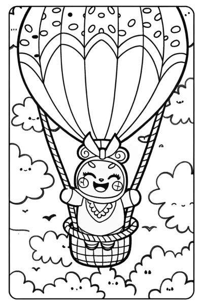 Kuromi’s Adventurous Balloon Ride Coloring Page
