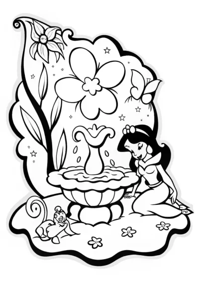 Jasmine’s Whimsical Wish Garden Coloring Page